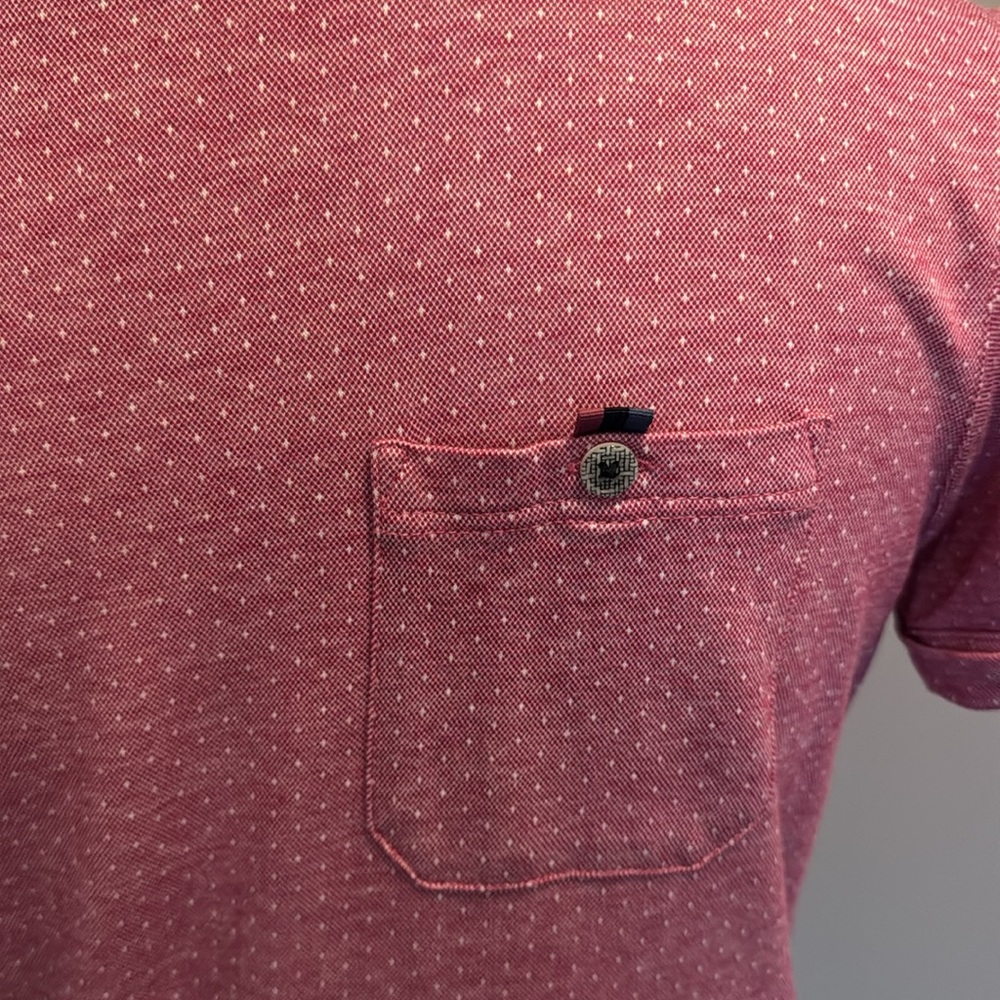 Ted Baker 1 / 2 Extra Small Pink & White Polka Dot Short Sleeve Tee With Pocket - Picture 2 of 4